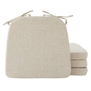 lot 58990 image: Chair Cushions for Dining Chairs, 2 Thick Seat Cushions for Kitchen Chairs, D-Shaped Chair Pads with Washable Cover, Ties and Non Slip Backing, 17 x 16, Set of 4, Beige - Retail $40