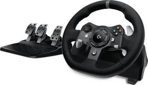 lot 58994 image: Logitech G920 Racing Wheel and Pedals for Xbox XSXbox OnePC. SCUFFS HERE AND THERE. - Retail $200