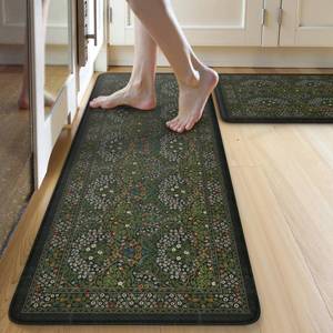 lot 58995 image: Kitchen Rugs Sets of 2, Waterproof Anti Fatigue Kitchen Mats - Retail $35