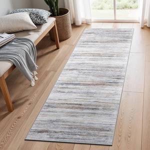 lot 58996 image: Washable Kitchen Runner Rug for Family Easy-to-Clean Runners for Hallway Entryway Bedroom - Stain and Water Resistant Rugs with Non-Slip Backing - Soft Low-Pile Carpet 2x6 Beige Grey  - Retail $25