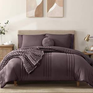 lot 58998 image: King Size Comforter Set-7 Pieces Plum Soft Bed in a Bag King Bedding Sets - Retail $70