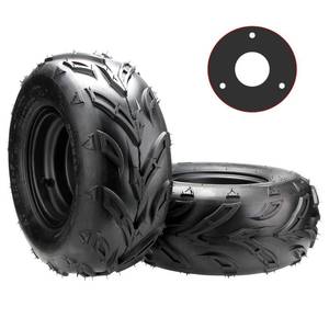 lot 59001 image: 16x8-7 ATV Wheels, 3 lug 16x8-7 Tubeless Tires for Kazuma Quad ATV Go Kart UTV 125cc 150cc Off Road Tyres 3 Holes Rim set of 2 - Retail $100