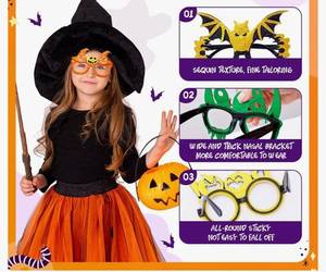 lot 59004 image: Halloween Eyeglasses 22 Pcs Novelty Toy Glasses Cosplay Halloween Party Favor Funny Glitter Funny Party - Retail $20