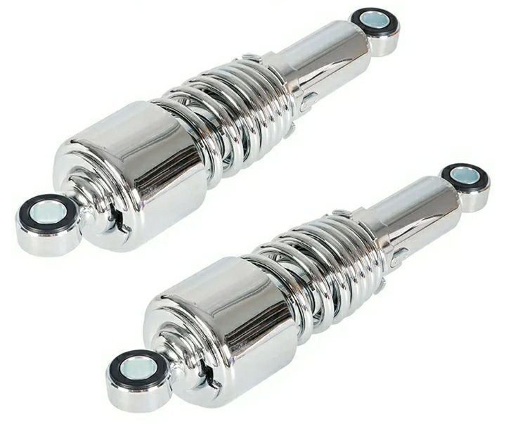 lot 17387 image: 1 Pair 10.5in 267mm Chrome Rear Shocks Absorbers Replacement for Sportster 883 1200 - Retail $60