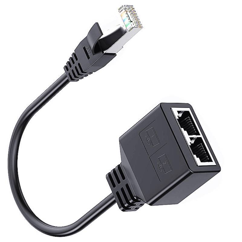 lot 17715 image: 1 to 2 Port RJ45 Network Ethernet Adapter Splitter Cable Extension Splitter 1 Male to 2 Female LAN Ethernet Splitter Adapter for Cat5 Cat5e Cat6 Cat7 Home Office Broadband Connection - Retail $16