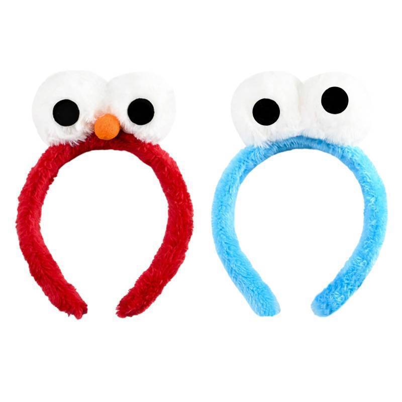 lot 28213 image: 2 Pack Adorable Red Blue Monster Costume & Eyes Headband �� Perfect Cartoon Fuzzy Costumes for Halloween Parties and Celebrations - Retail $15