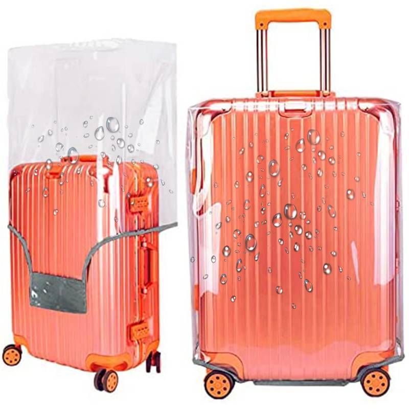 lot 28217 image: 20 Inch Luggage Covers for Suitcase TSA Approved, Carry On Luggage Cover Protector Suitable 20-21 Inch Full Clear 0.3mm Thickness Protector PVC Clear Suitable for Long Travel Accessories - Retail $10