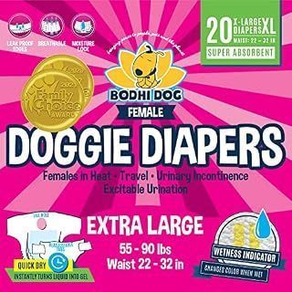 lot 38349 image: Disposable Dog Female Diapers  20 Premium Quality Adjustable Pet Wraps with Moisture Control & Wetness Indicator  20 Count Extra-Large Size (B082J72XS7) - Retail $24