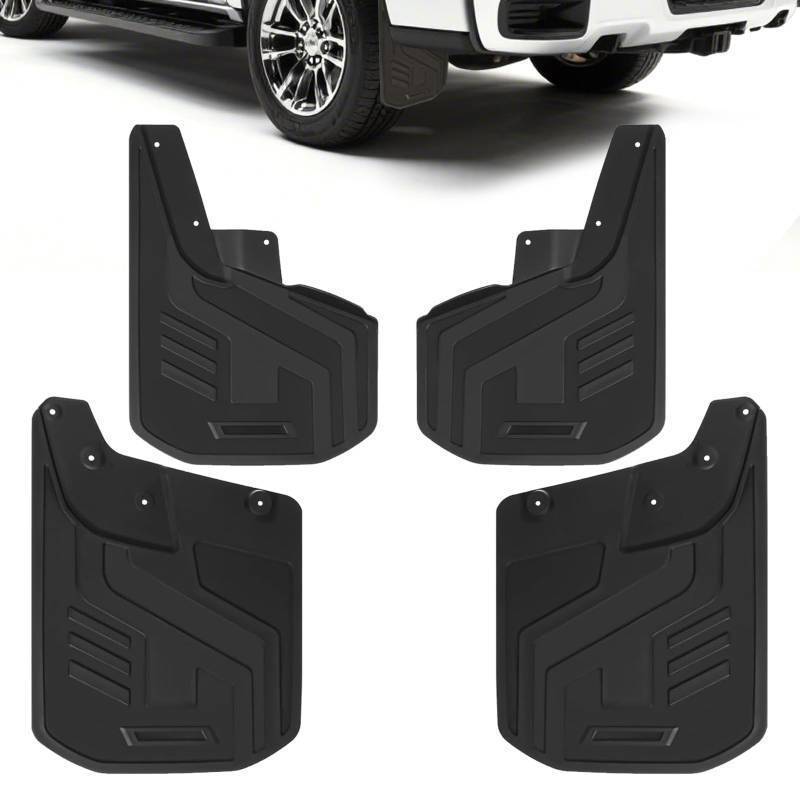lot 38399 image: Mud Flaps for Trucks,2023-2024 Chevy Colorado No Drill Mud Guards with Fender Flares, Heavy Duty 4PC Splash Guards, OEM Fit,Suitable for Vehicles with Wheel Eyebrow - Retail $27