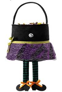 lot 64072 image: Halloween Trick or Treat Bag, Witchs Skirt Plush Candy Tote Bucket Multipurpose Portable Collapsible Reusable Goody Bucket - Best Halloween Party choice - Retail $10