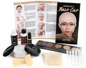 lot 64073 image: Bald Cap Halloween Makeup Kit for Men & Woman, Complete Bald Cap Costume Character Set, Realistic Bald Cap Kits for Cosplay Make Up, SFX Makeup, Dress-Up Party, Stage, Theater & Film - Retail $24