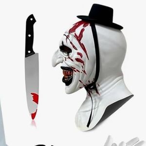 lot 64099 image: Art Clown Costume Kids Terrifying Mask Halloween Cosplay Outfit, M-130 - Retail $34