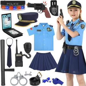lot 64125 image: Girls Police Officer Costume for Kids Halloween Costumes 3-12, Role-Playing, xs - Retail $23