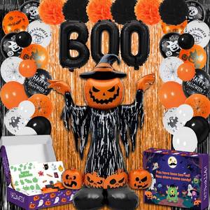 lot 64126 image: 93 Pcs Halloween Decorations 5 Ft Jumbo Foam Balloon 60 Pcs Balloons Foam Cures Photo Frame Paper Flower Ball Adult Party Supplies - Retail $16
