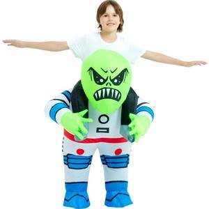 lot 64128 image: Halloween Inflatable Costume Kids,Blow Up Ride On Alien Suit Boys Girls (7-10YRS) - Retail $25