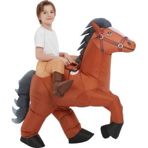 lot 64130 image: One Casa Halloween Inflatable Costume Kids,Blow Up Ride Horse Suit Boys Girls (7-10YRS) - Retail $35