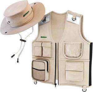 lot 64132 image: Kids Explorer Vest and Hat Costume - Backyard Safari Cargo Vest Kid Outdoor Activity - Gifts for Young Kids, Boys and Girls Ages 4-6 - Retail $25