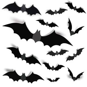 lot 64139 image: Bats Halloween Decoration, 60Pcs Black Bat Stickers - Retail $7