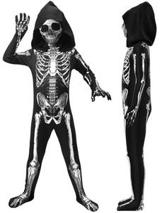 lot 64144 image: Skeleton Costume Kids,Halloween Scary Costume for Kids Boys Girls,130 - Retail $15