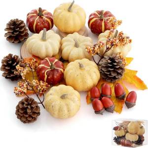 lot 64145 image: Pumpkin Decor Set,  Fall Harvest Bowl Filler Decorations - Retail $19