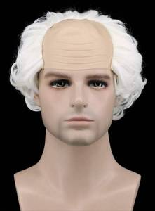 lot 64149 image: Short White Curly Fits Old Man Bald Cap Wig Grandpa White - Retail $19
