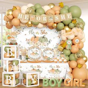 lot 64150 image: Fall Pumpkin Gender Reveal Decoration,Autumn Gender Reveal Party Supplies - Retail $29