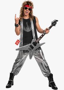 lot 64152 image: 80s Rocker Costume For Men, Silver Pants, Mens Rockstar Outfit, Glam Rocker, XL (no black shirt) - Retail $25