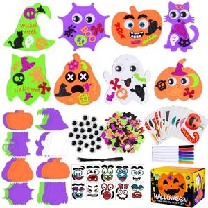 lot 64156 image: 332PCS Halloween Crafts for Kids, Halloween Activities Foam Pumpkins for Crafts Stickers Gift Kits, DIY Art and Craft Set for Holiday Classroom Decorations Party Favors Supplies - Retail $17
