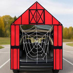 lot 64180 image: Halloween Web Trunk or Treat Car Decorations Kit Farm Barn Trunk or Treat Spider Web Halloween Outdoor Decorations for Car SUV Garage Door Entryway Archway - Retail $20