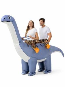lot 64185 image: Inflatable Dinosaur Costume 2-Person for Adults, Conjoined Diplodocus Halloween Costume for Couples, Friends Family Funny Blow Up Ride on Costumes for Themed Party and More, L - Retail $60
