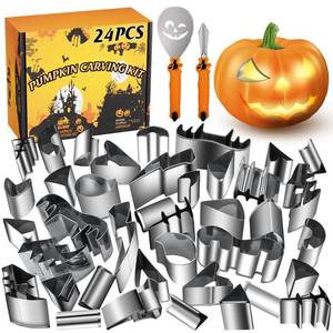 lot 64187 image: WANNTS Pumpkin Carving Kit Halloween, Safe and Pumpkin Carving Set, DIY Stainless Steel Pumpkin Carving Tools for Halloween Decoration Jack-O-Lanterns, Gift for Halloween(24 Pieces) - Retail $16