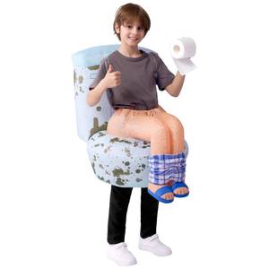 lot 64193 image: Spooktacular Creations Kids Halloween Inflatable Costumes, Sitting on a Toilet Inflatable Costume, Funny Blow Up for Halloween Cosplay Themed Parties - Retail $30