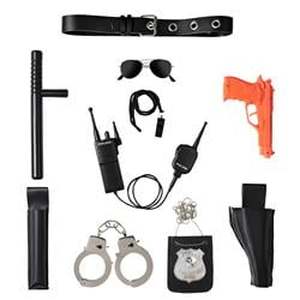 lot 64212 image: Dress Up America All-In-One Police Accessory Role Play Set For Kids - Police Force Halloween Accessories For Kids - Retail $24