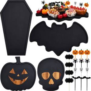 lot 64220 image: Halloween Pumpkin Wooden Charcuterie Boards, Bamboo Cheese Board Charcuterie Platter and Serving Tray Plate for Party, Meat and Cheese Tray for Party Decoration - Retail $39