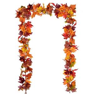 lot 64222 image: 2 Pack Fall Garland Maple Leaf, 5.9FtPiece 7 Colors Hanging Vine Garland Artificial Autumn Foliage Garland Thanksgiving Decor for Home Wedding Fireplace Party Christmas - Retail $17