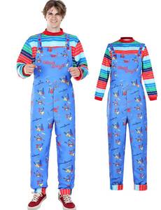 lot 64226 image: Halloween Chucky Costume Men,Good Guys killer Doll Ghost Cosplay Adult, M - Retail $39