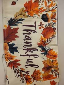 lot 64231 image: Fall Autumn Leaf Print Fabric Panel with Text - Retail $0