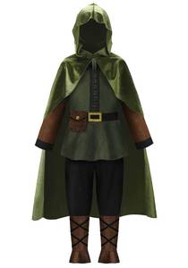 lot 64238 image: Kids Archer Costume Boys Girls Hunter Costume with Cape,Green,160 - Retail $35