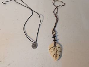 lot 24 image: Handmade Pendant Necklaces Lot 2 Leaf Butterfly Charm Cord