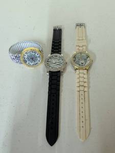 lot 44 image: Geneva Lot of 3 Fashion Watches with Animal Print Dials