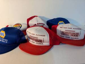lot 72 image: Lot ofTrucker Hats NAPA Dickeys Auto Parts Camp Alexander Pikes Peak Council
