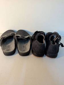 lot 76 image: Lot of 2 Slippers Two Pair Gray Clog Style
