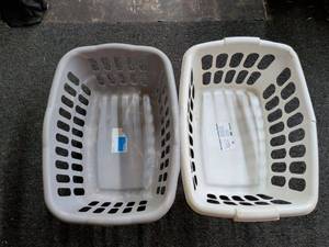 lot 90 image: Plastic Laundry Baskets with Handles 2 Pack