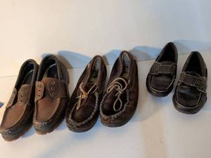 lot 97 image: Nautica Lot 1Pair Boys Loafers Boat Shoes Brown Black 2 adult pairs
