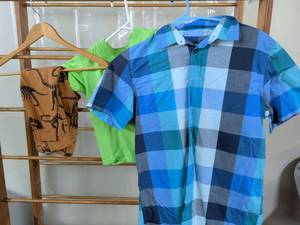 lot 128 image: Baby Route 66 Short-Sleeve Button-Up Plaid Shirt XL (1416)
