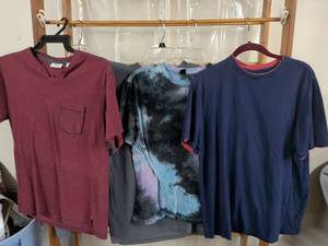 lot 133 image: Lot of 5 T-Shirts ROWM Maroon Banana Republic Charcoal Size M,L