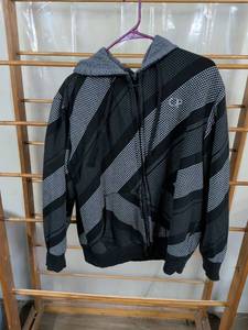 lot 160 image: Op Hooded Zip Jacket LG Black White Checkered Pattern