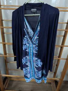 lot 195 image: Alfani Brittney Womens Navy Cardigan with Paisley Print Dress Size L