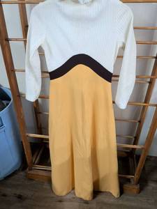 lot 196 image: Helen Whitney Two-Piece Knit Set White Sweater Yellow Skirt
