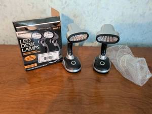 lot 124 image: Sierra Electrics LED Desk Lamps Set of 2 Super Bright